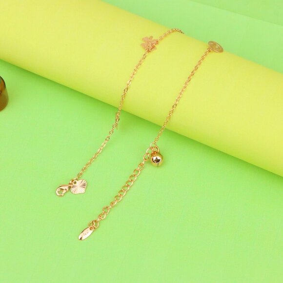 "Delicate Rose Gold Anklet with Lucky Charms & Adjustable Chain, XPAL1073 - Picture 12 of 12
